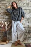 Rustic Nature Linen Blend Hippie Shake Hoodie Washed Charcoal